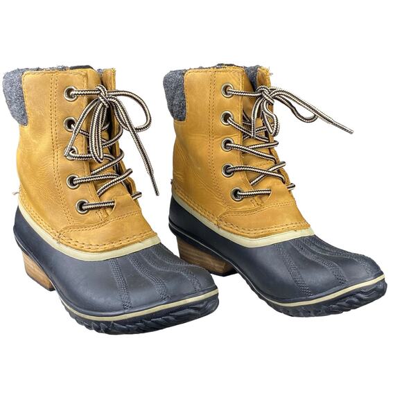 Sorel Women's Slimpack Tan Leather Lace II Duck Boot Size US 7 - Picture 5 of 10